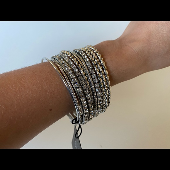 NWT Saks Fifth Avenue Silver Bangle Bracelet Set - Picture 4 of 4